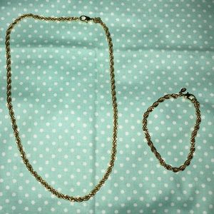 Braided Chain Necklace and Matching Bracelet